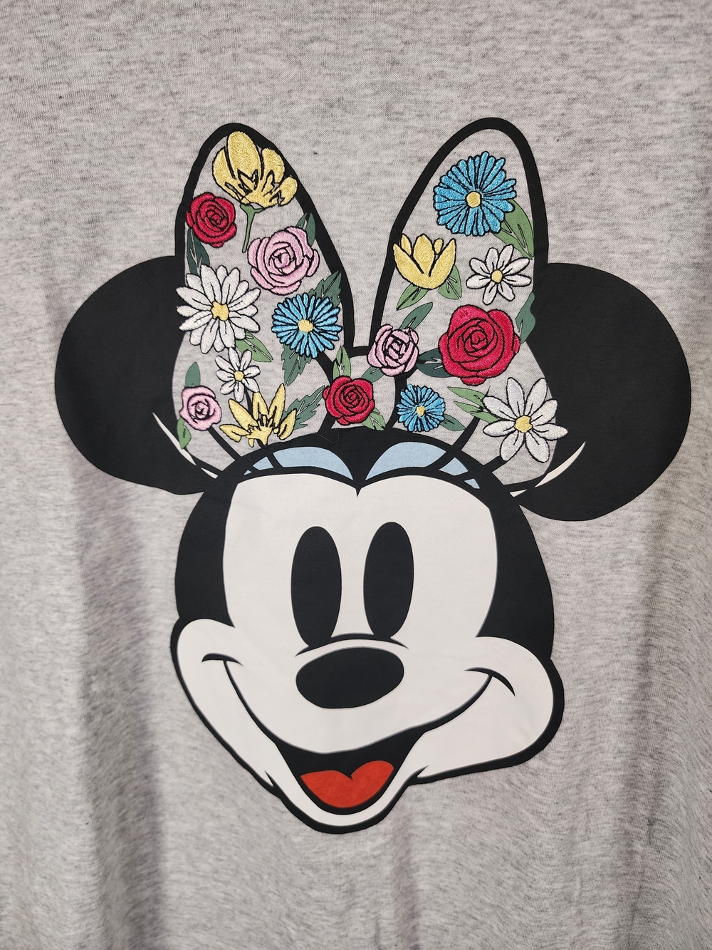 Freeze Girls Light Gray Tee with Minnie Mouse Floral Bow Graphic